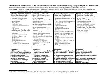 Arbeitsblatt: Charakteristika in den unterschiedlichen Stadien der ...