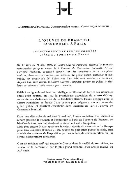 l'oeuvre de brancusi rassemblÃ©e Ã  paris - Centre Pompidou