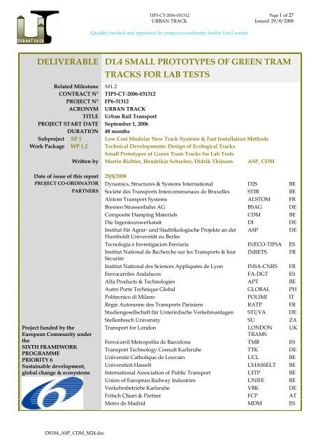 deliverable d1.4 small prototypes of green tram tracks ... - urban track