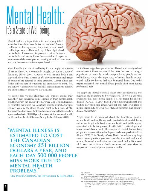 Healthy Minds Matter Newsletter and Brochure (pdf)