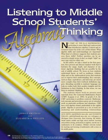 Listening to Middle School Students' Algebraic Thinking
