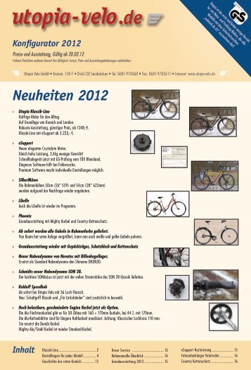 Neuheiten 2012 - Utopia velo gmbh