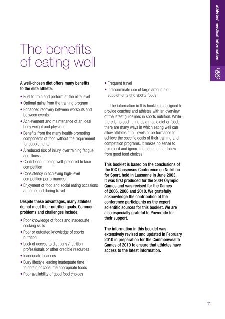 Nutrition for Athletes - Commonwealth Games Federation