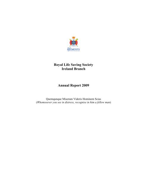 Draft Annual Report 2009 - Royal Life Saving Society Ireland