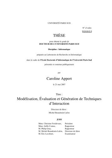 THÃSE Caroline Appert ModÃ©lisation, Ãvaluation et ... - In Situ - LRI