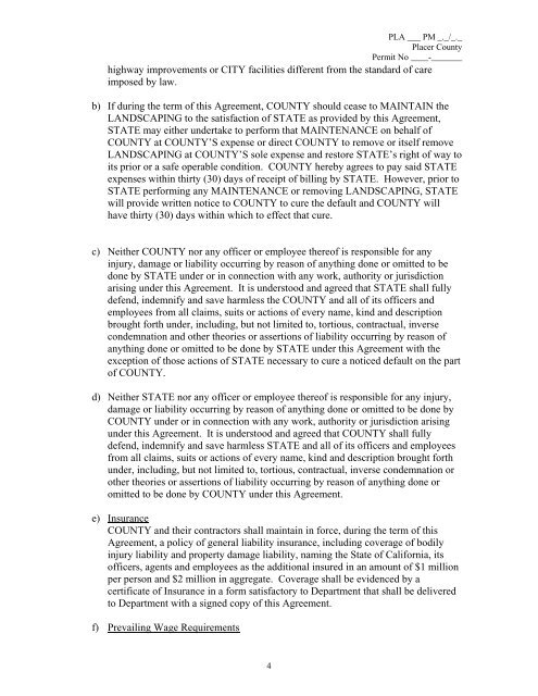 Caltrans - Landscape Maintenance Agreement - Sample Contract