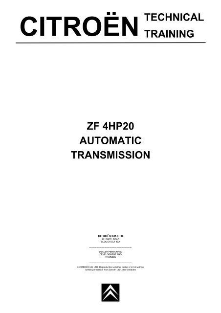 citroÃ«n technical training zf 4hp20 automatic transmission
