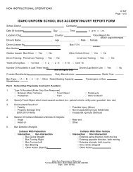 8182F Idaho Uniform School Bus Accident/Injury Report Form