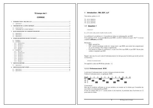 TD temps rÃ©el 1 CORRIGE 1 Introduction : RM, EDF, LLF 1.1 ...