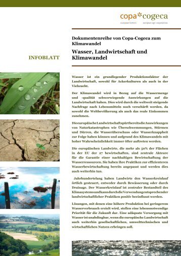 Wasser, Landwirtschaft und Klimawandel - Copa-Cogeca