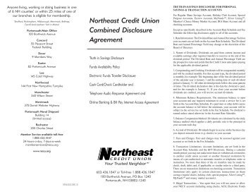 Electronic Funds Transfer Disclosure - Northeast Credit Union