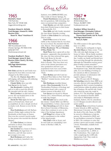 Class Notes PDF - Lafayette Magazine - Lafayette College
