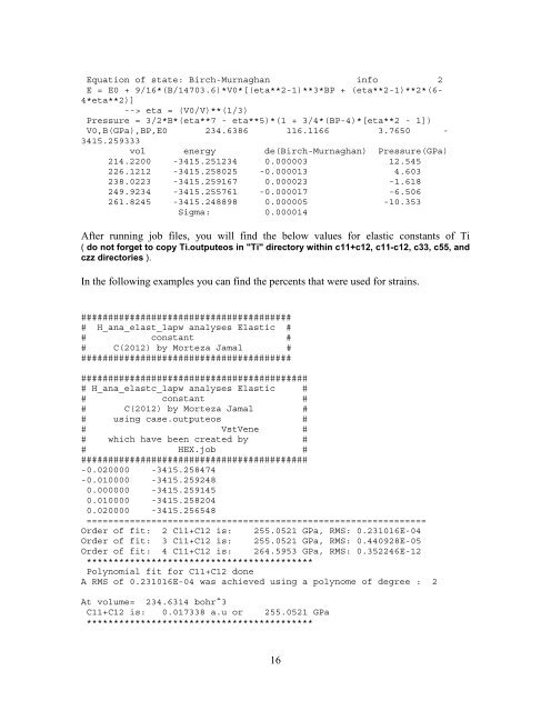 Elastic constants calculation - WIEN 2k