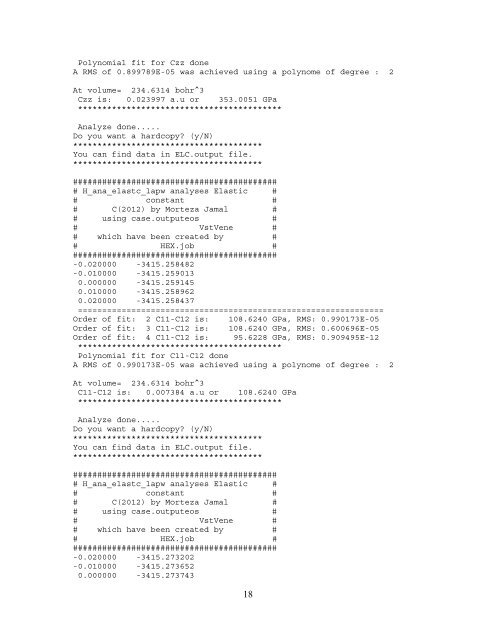 Elastic constants calculation - WIEN 2k