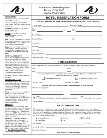 Hotel Reservation Form in .pdf format - Academy of Osseointegration