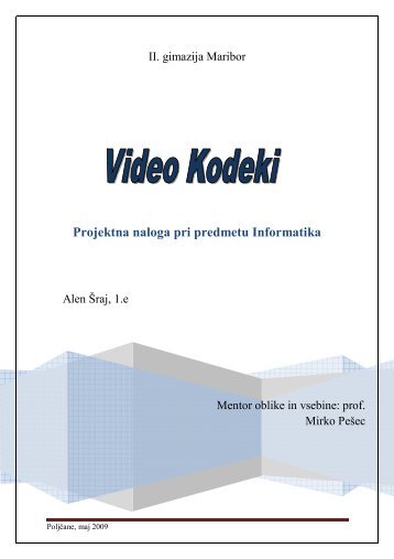 Projektna naloga pri predmetu Informatika - II. gimnazija Maribor