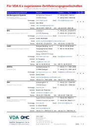 Für VDA 6.x zugelassene Zertifizierungsgesellschaften - Vda Qmc