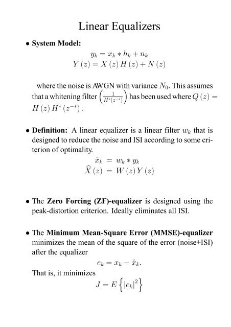 Linear Equalizers Sm Luth Se