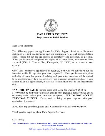 Child Support - Cabarrus County