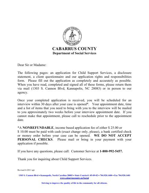 Child Support - Cabarrus County