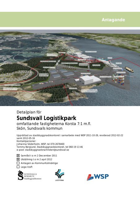 Detaljplan fÃƒÂ¶r Sundsvall Logistikpark, WSP