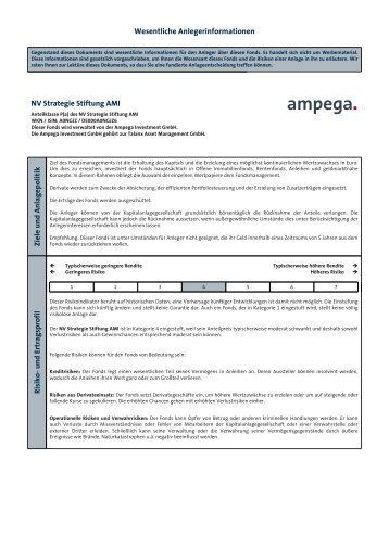 Wesentliche Anlegerinformationen NV Strategie Stiftung AMI Ziele ...