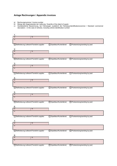 Appendix Invoice Anlage Rechnungen / Appendix invoices 1. 2. 3. 4. 5. 6 ... - PressWire