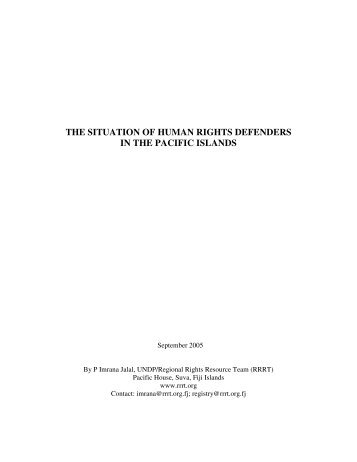 the situation of human rights defenders in the pacific islands