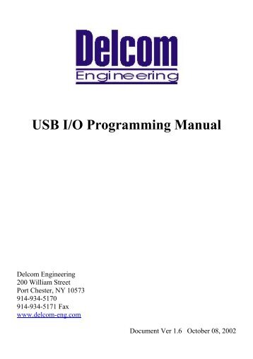 USB I/O Programming Manual - Delcom Products Inc.