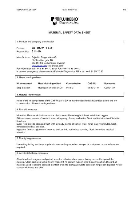 MSDS CYFRA 21-1 EIA 211-10 r0.pdf - Fujirebio Diagnostics, Inc.