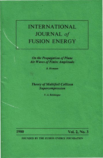 INTERNATIONAL JOURNAL of FUSION ENERGY