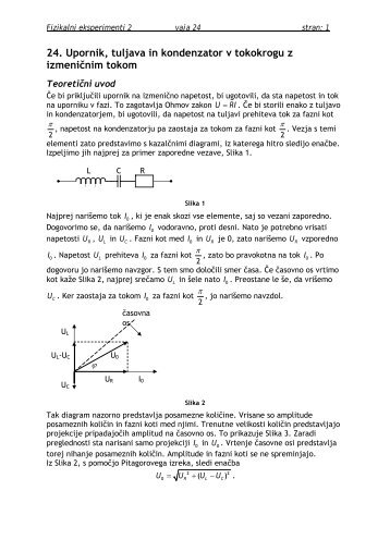 24. Upornik, tuljava in kondenzator v tokokrogu z izmeniÄnim tokom