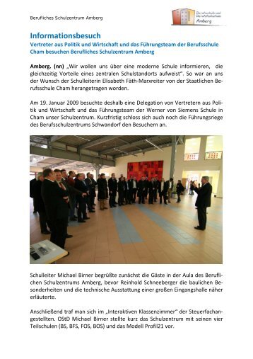 Informationsbesuch - Berufliches Schulzentrum Amberg