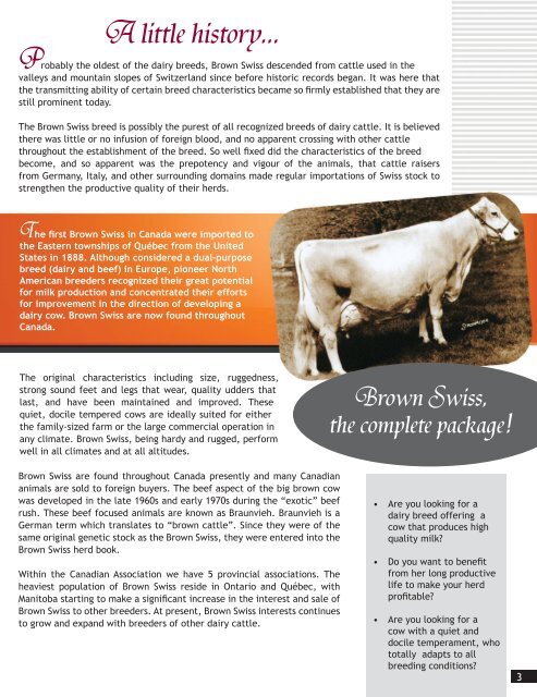 A little history - Canadian Brown Swiss & Braunvieh Association