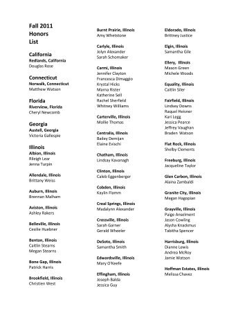 Fall 2011 Honors List