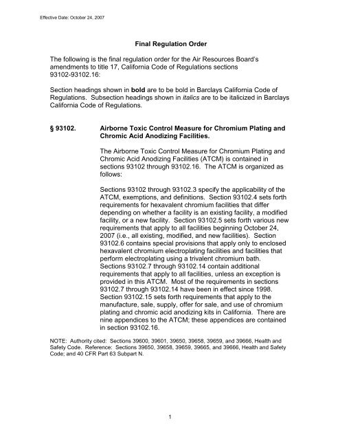 Hexavalent Chromium ATCM for Decorative and Hard Chrome