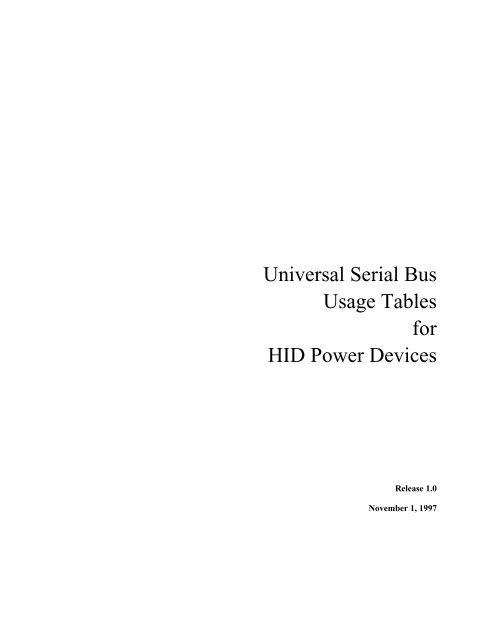 Universal Serial Bus Usage Tables for HID Power Devices - USB.org
