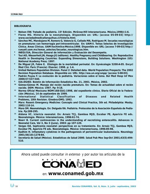 Revista CONAMED, Vol. 8, NÃºm. 3, julio - ComisiÃ³n Nacional de ...