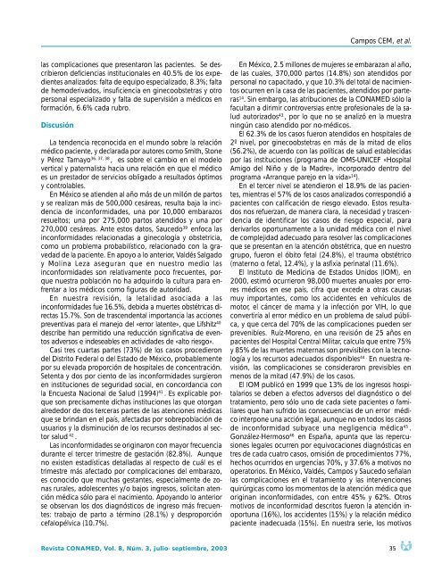 Revista CONAMED, Vol. 8, NÃºm. 3, julio - ComisiÃ³n Nacional de ...