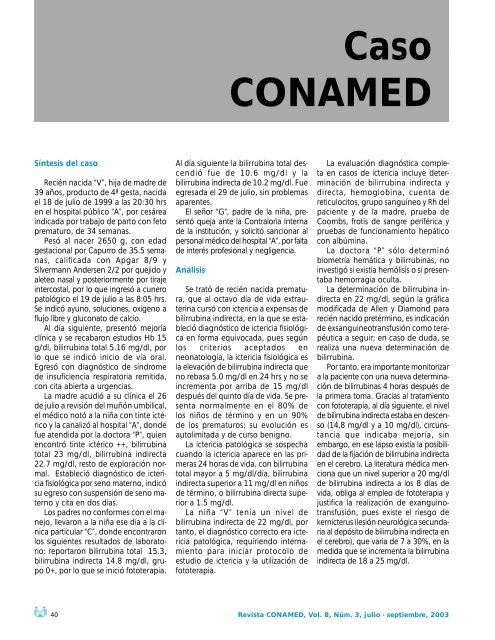 Revista CONAMED, Vol. 8, NÃºm. 3, julio - ComisiÃ³n Nacional de ...