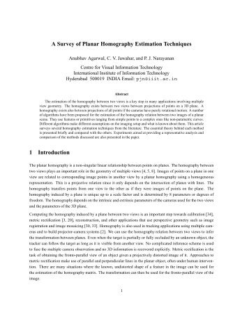 A Survey of Planar Homography Estimation Techniques 1 ... - CVIT