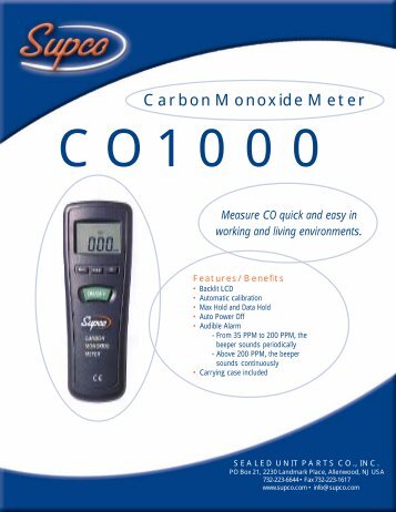 Carbon Monoxide Meter CO1000 - Supco