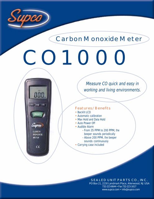 Carbon Monoxide Meter CO1000 - Supco