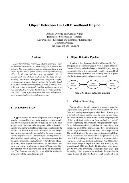 Object Detection On Cell Broadband Engine - ISR-Coimbra