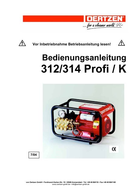 Bedienungsanleitung 312/314 Profi / K - von Oertzen GmbH