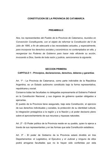 CONSTITUCION DE LA PROVINCIA DE ... - Atlas Catamarca
