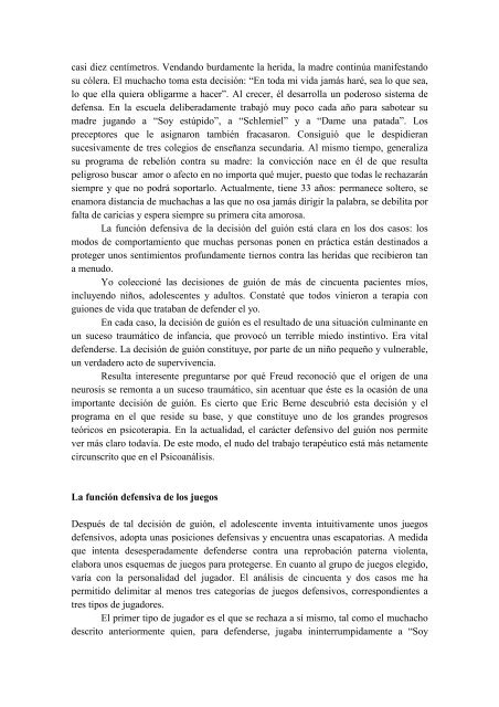 EL GUIÃN DE VIDA COMO DEFENSA DEL YO Warren ... - eric berne