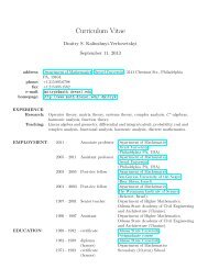 My CV - Department of Mathematics - Drexel University