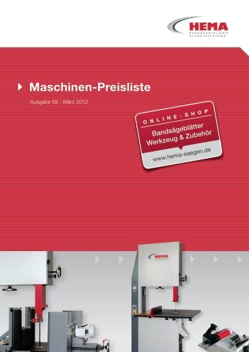 Maschinen-Preisliste - Hema