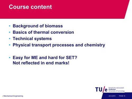 Energy from Biomass Lecture 1 - Mechanical Engineering